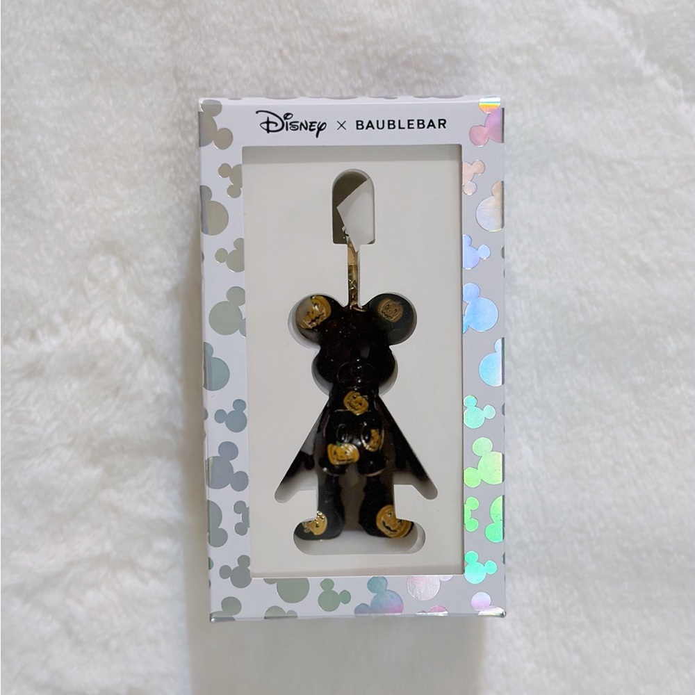 Disney X Baublebar Black Mickey Mouse with Halloween Pumpkins Keychain Charm
